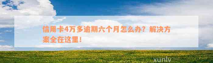 信用卡4万多逾期六个月怎么办？解决方案全在这里！