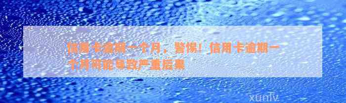 信用卡逾期一个月，警惕！信用卡逾期一个月可能导致严重后果