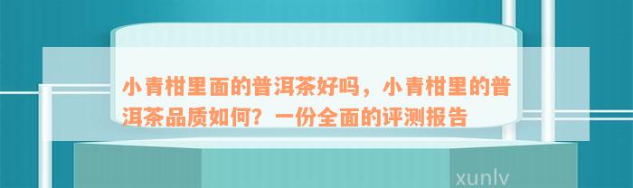 小青柑里面的普洱茶好吗，小青柑里的普洱茶品质如何？一份全面的评测报告