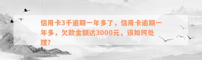 信用卡3千逾期一年多了，信用卡逾期一年多，欠款金额达3000元，该如何处理？