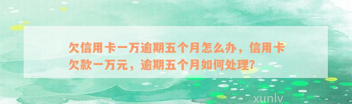 欠信用卡一万逾期五个月怎么办，信用卡欠款一万元，逾期五个月如何处理？