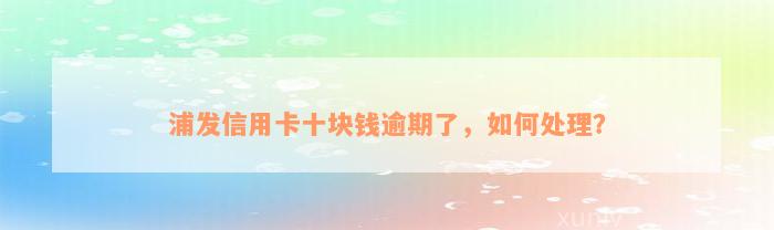 浦发信用卡十块钱逾期了，如何处理？