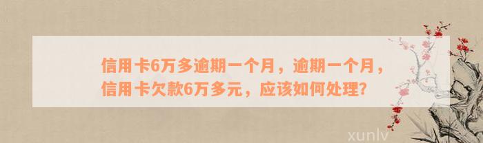 信用卡6万多逾期一个月，逾期一个月，信用卡欠款6万多元，应该如何处理？