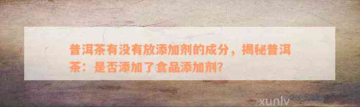 普洱茶有没有放添加剂的成分，揭秘普洱茶：是否添加了食品添加剂？