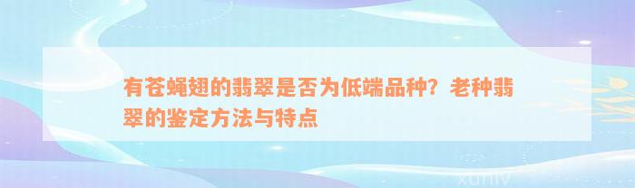 有苍蝇翅的翡翠是否为低端品种？老种翡翠的鉴定方法与特点