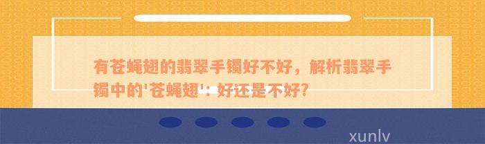 有苍蝇翅的翡翠手镯好不好，解析翡翠手镯中的'苍蝇翅': 好还是不好?