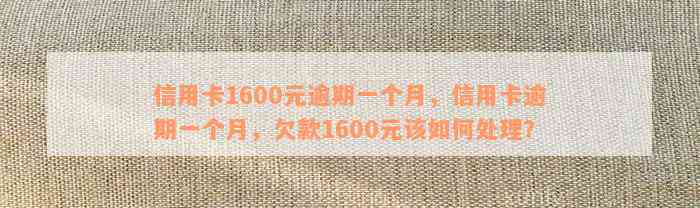 信用卡1600元逾期一个月，信用卡逾期一个月，欠款1600元该如何处理？