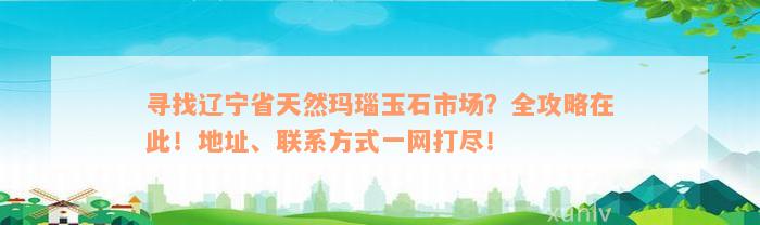 寻找辽宁省天然玛瑙玉石市场？全攻略在此！地址、联系方式一网打尽！