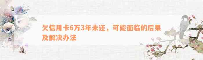 欠信用卡6万3年未还，可能面临的后果及解决办法