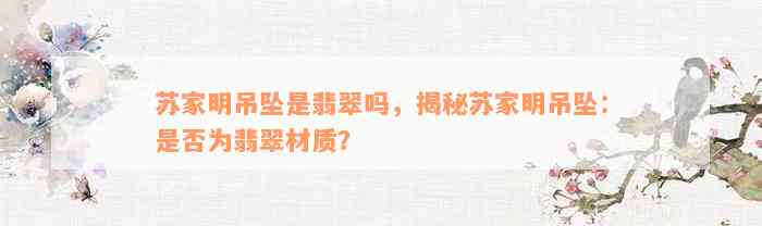 苏家明吊坠是翡翠吗，揭秘苏家明吊坠：是否为翡翠材质？