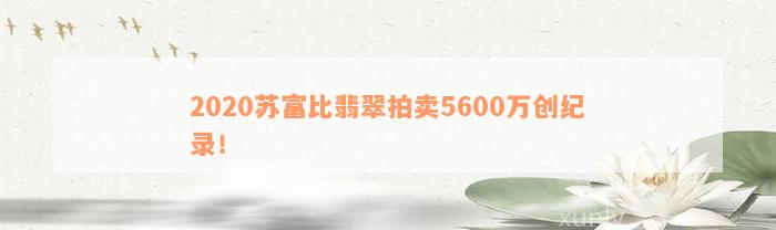 2020苏富比翡翠拍卖5600万创纪录！