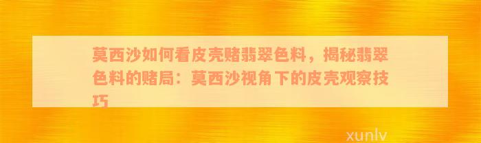 莫西沙如何看皮壳赌翡翠色料，揭秘翡翠色料的赌局：莫西沙视角下的皮壳观察技巧