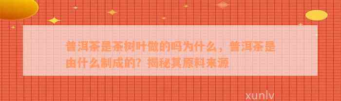 普洱茶是茶树叶做的吗为什么，普洱茶是由什么制成的？揭秘其原料来源