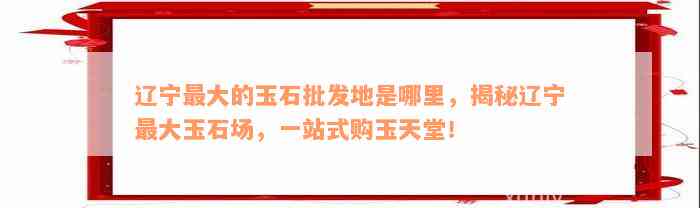 辽宁最大的玉石批发地是哪里，揭秘辽宁最大玉石场，一站式购玉天堂！