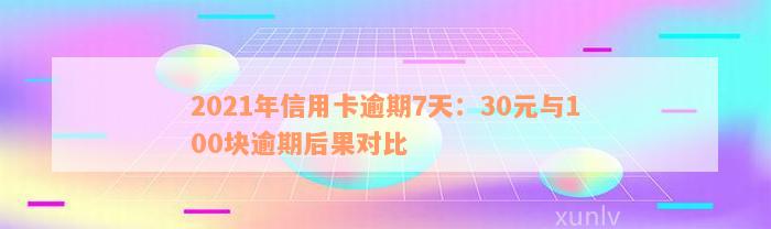 2021年信用卡逾期7天：30元与100块逾期后果对比