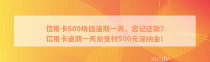 信用卡500块钱逾期一天，忘记还款？信用卡逾期一天需支付500元滞纳金！