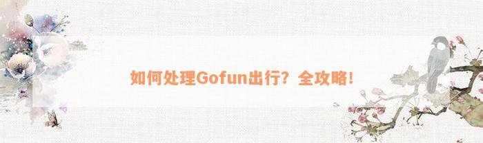 如何处理Gofun出行？全攻略！