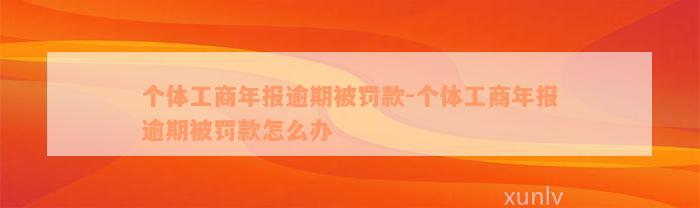 个体工商年报逾期被罚款-个体工商年报逾期被罚款怎么办