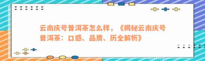 云南庆号普洱茶怎么样，《揭秘云南庆号普洱茶：口感、品质、历全解析》