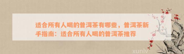 适合所有人喝的普洱茶有哪些，普洱茶新手指南：适合所有人喝的普洱茶推荐