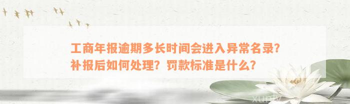 工商年报逾期多长时间会进入异常名录？补报后如何处理？罚款标准是什么？