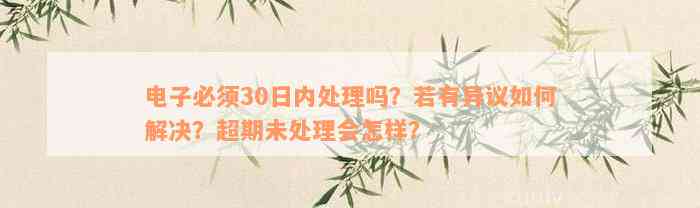 电子必须30日内处理吗？若有异议如何解决？超期未处理会怎样？