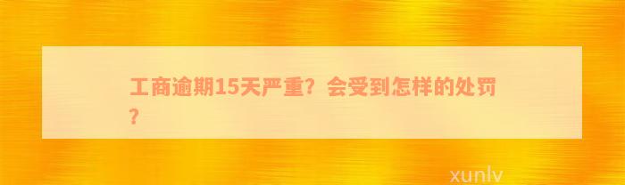 工商逾期15天严重？会受到怎样的处罚？