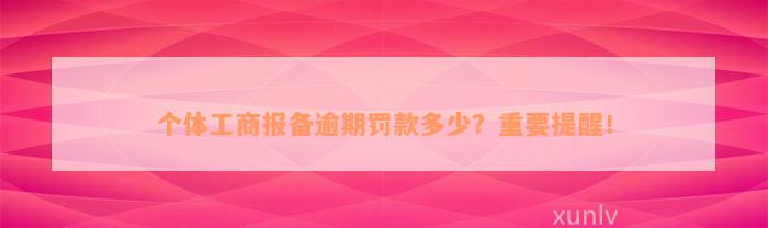 个体工商报备逾期罚款多少？重要提醒！