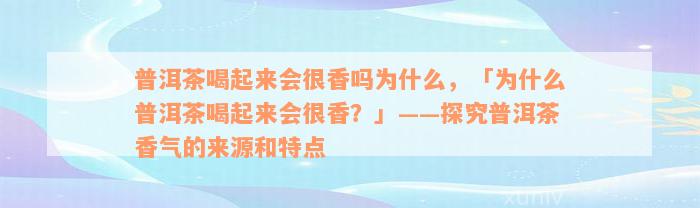 普洱茶喝起来会很香吗为什么，「为什么普洱茶喝起来会很香？」——探究普洱茶香气的来源和特点