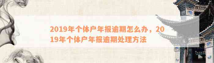 2019年个体户年报逾期怎么办，2019年个体户年报逾期处理方法