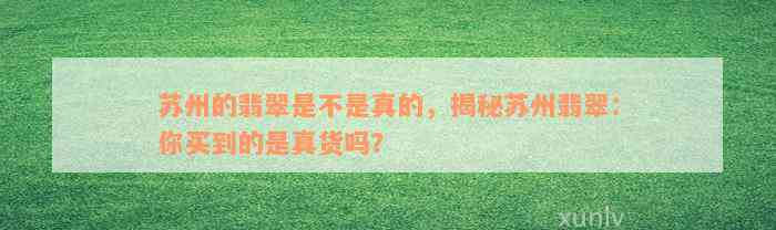 苏州的翡翠是不是真的，揭秘苏州翡翠：你买到的是真货吗？