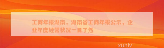 工商年报湖南，湖南省工商年报公示，企业年度经营状况一目了然