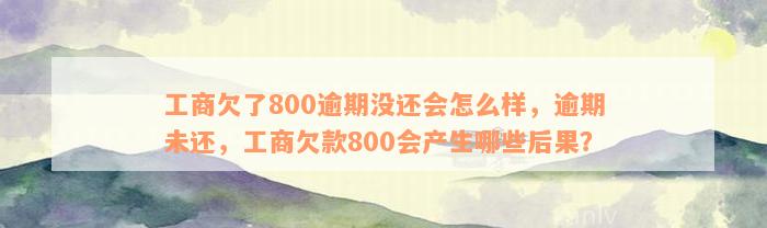 工商欠了800逾期没还会怎么样，逾期未还，工商欠款800会产生哪些后果？