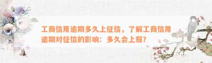 工商信用逾期多久上征信，了解工商信用逾期对征信的影响：多久会上报？