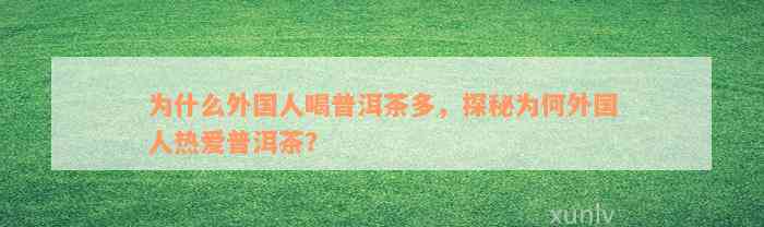 为什么外国人喝普洱茶多，探秘为何外国人热爱普洱茶？