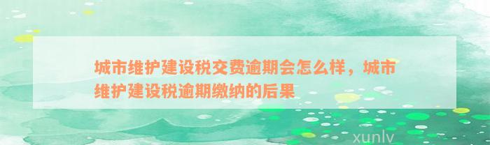 城市维护建设税交费逾期会怎么样，城市维护建设税逾期缴纳的后果