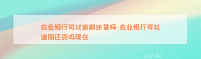 农业银行可以逾期还贷吗-农业银行可以逾期还贷吗现在