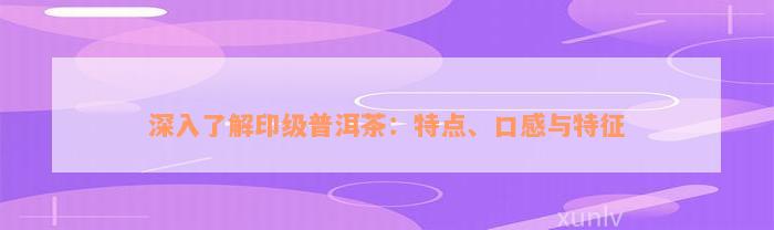 深入了解印级普洱茶：特点、口感与特征