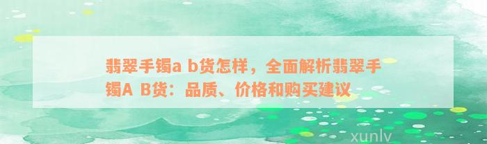 翡翠手镯a b货怎样，全面解析翡翠手镯A B货：品质、价格和购买建议