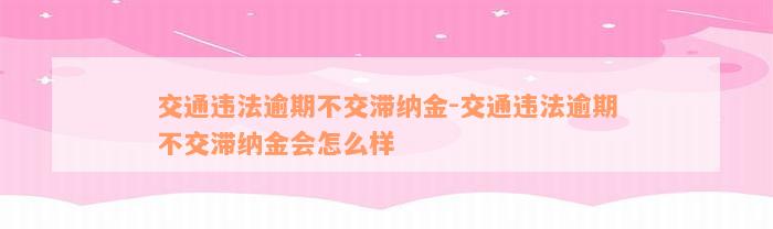 交通违法逾期不交滞纳金-交通违法逾期不交滞纳金会怎么样