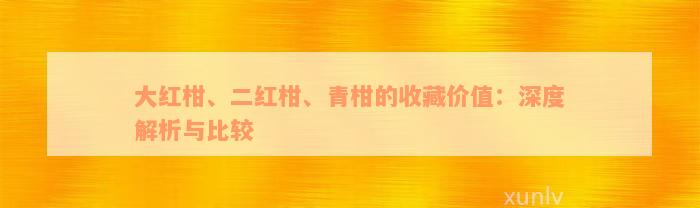 大红柑、二红柑、青柑的收藏价值：深度解析与比较