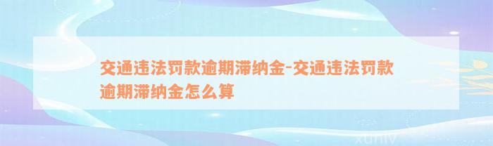 交通违法罚款逾期滞纳金-交通违法罚款逾期滞纳金怎么算