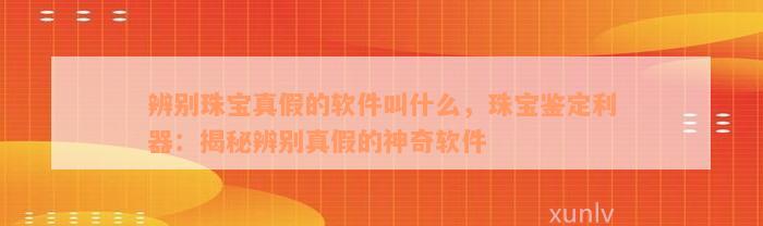 辨别珠宝真假的软件叫什么，珠宝鉴定利器：揭秘辨别真假的神奇软件