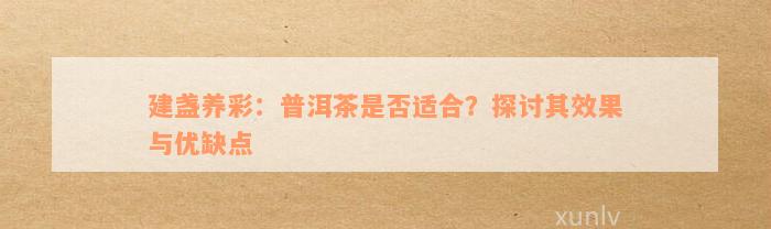 建盏养彩：普洱茶是否适合？探讨其效果与优缺点