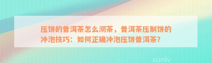 压饼的普洱茶怎么沏茶，普洱茶压制饼的冲泡技巧：如何正确冲泡压饼普洱茶？