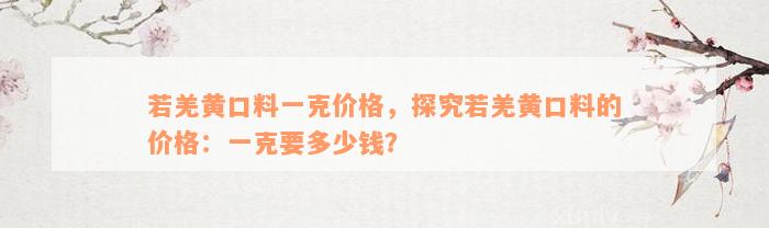 若羌黄口料一克价格，探究若羌黄口料的价格：一克要多少钱？