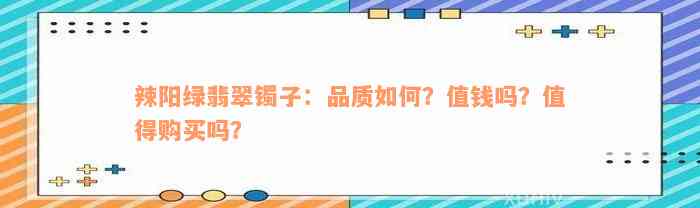 辣阳绿翡翠镯子：品质如何？值钱吗？值得购买吗？