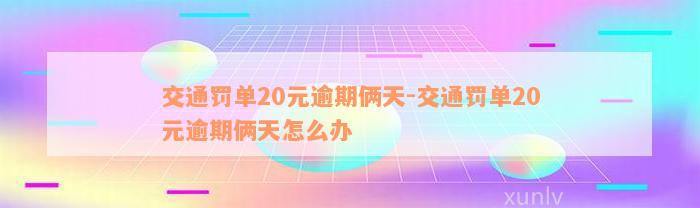 交通罚单20元逾期俩天-交通罚单20元逾期俩天怎么办