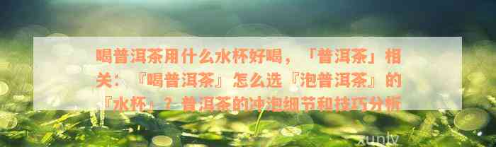 喝普洱茶用什么水杯好喝，「普洱茶」相关：『喝普洱茶』怎么选『泡普洱茶』的『水杯』？普洱茶的冲泡细节和技巧分析