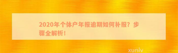 2020年个体户年报逾期如何补报？步骤全解析！